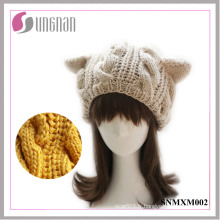 Chapeau de laine d&#39;hiver 2015 tricoté béret mignon chat oreilles Twist Cap (SNMXM002)